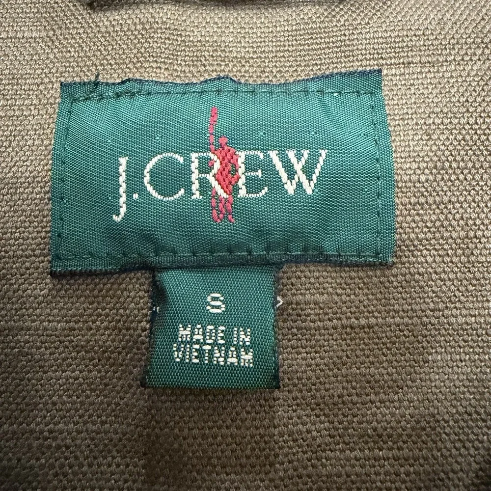 J.Crew Oarsman Batik Paisley Olive Green Brown Small  Cotton Linen Chore Jacket
